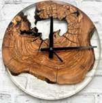 Wall clock wood epoxy resin olive wood wall clock modern image 1